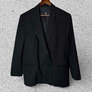 Banana Republic Siena Relaxed‎ Italian Wool Blazer Black size 18